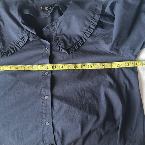 Eloquii Sailor Collar Puff Sleeves Shirt Dress Button Down Navy Blue Size 18 - Picture 6 of 9